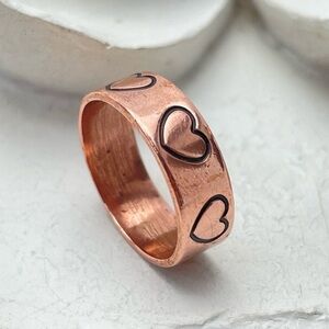 Copper Ring Heart Design Size 4.5